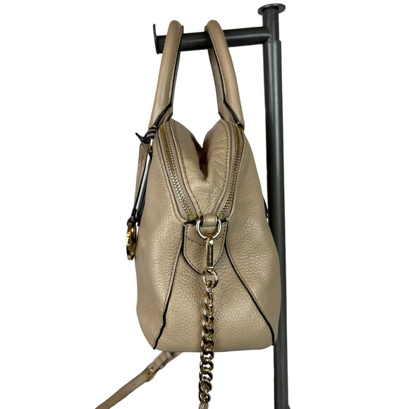 Michael Kors Satchel Handbag w Crossbody Chain Strap  Light Tan Leather - Picture 4 of 16